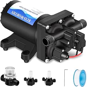 ECO-WORTHY Upgraded 12V RV Water Diaphragm Pump 5.5GPM 70PSI,12Volt Fresh Water Pressure Pump On Demand for RV Yacht Shower Garden Kitchen