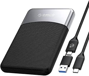 ORICO SSD Externe 1To avec Câble USB C 2 en 1, Disque Dur Externe SSD USB 3.2 Gen 1 Jusqu'à 460 Mo/s, SSD Portable pour Smartphone USB-C, PC, Tablette, Ordinateur Portable - M25PRO