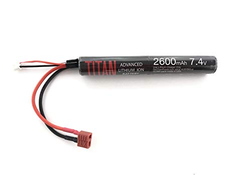 Titan 2600mah 7.4v Airsoft Battery Stick Lithium Ion T-Plugs (Deans)