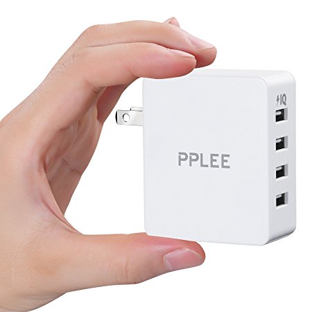 PPLEE 4 Port Charger High Speed Portable Travel USB Wall Charger Adapter White