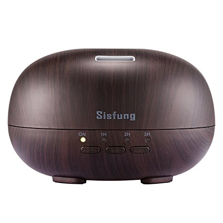 Sisfung Essential Oil Diffuser,Ultra Quiet Aromatherapy Diffuser With Humidifier Air Purifier and Work Up 16H --Wood Grain Diffuser 300mL