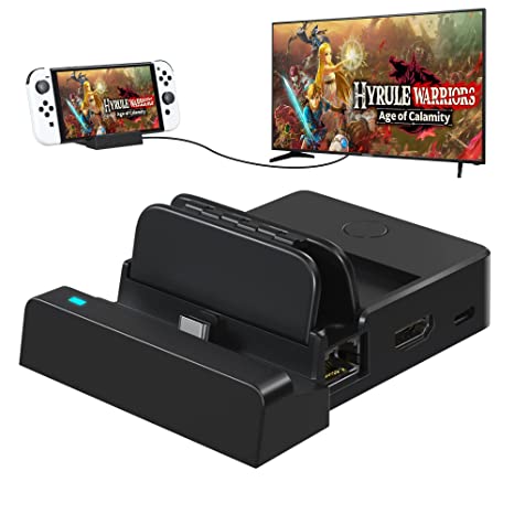 TV Dock Docking Station for Nintendo Switch OLED/Nintendo Switch, with Extra Female Ethernet Port, Foldable Portable Charging Stand, Switch to HDMI Adapter 4K 1080P, Replacement Charging Dock