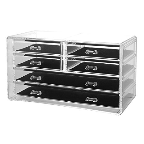 Deluxe 6-drawer Jewelry Chest or Cosmetic Organizer with Removable Drawers and Liners