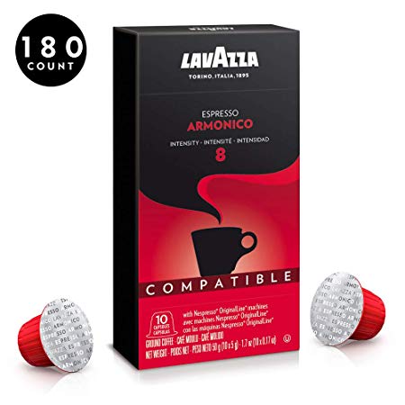 Lavazza Nespresso Compatible Capsules Value Pack, Armonico Espresso Dark Roast Coffee (Count of 180)