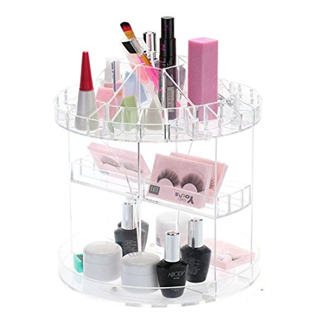 Amzdeal 360° Rotating Acrylic Cosmetic Organizer Clear Tabletop Makeup Storage