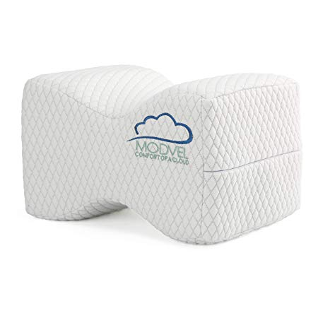 Modvel Orthopedic Knee Pillow – Memory Foam Knee, Hip, Sciatica & Lower Back Pain Relief Cushion, Provides Support & Comfort, Breathable, Between-The-Legs Pregnancy Sleep Contour Wedge (MV-104)