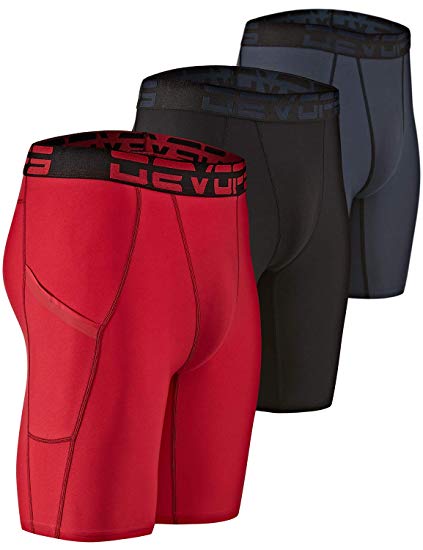 DEVOPS Men's 3 Pack Sports Performance Active Compression Cool Dry Baselayer Shorts