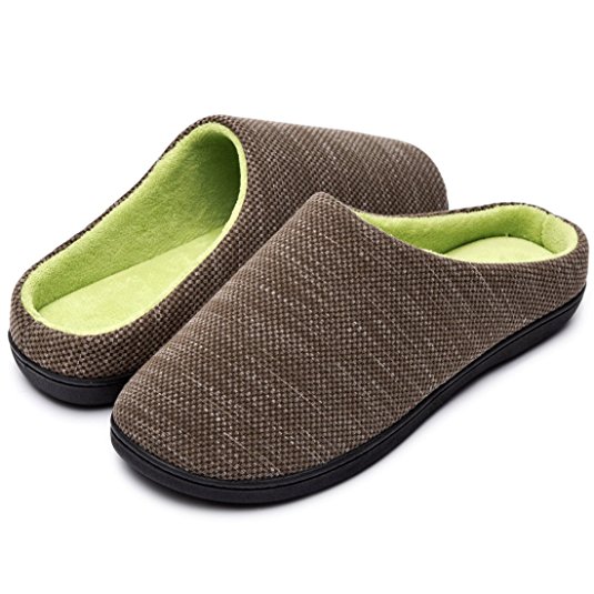 RockDove Two-Tone Memory Foam Warm House Slippers For Men w/Indoor Outdoor Sole