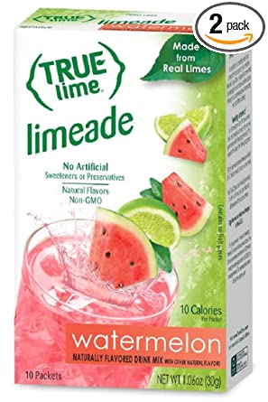 True Lime Watermelon Aqua Fresca 10 packets per box (2 boxes 20 total packets)