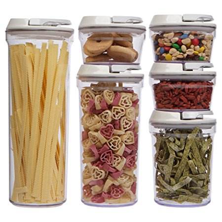 Airtight Clear Acrylic Canister Set, Food Container 6 Piece