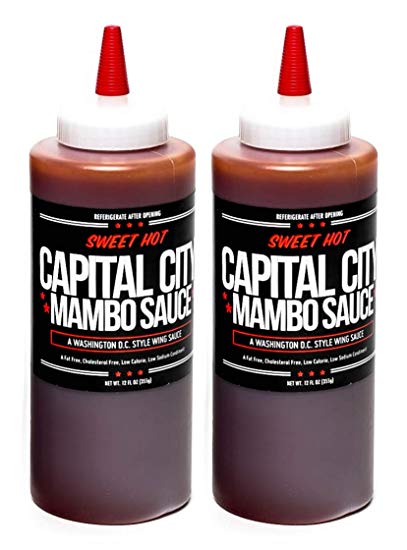 Capital City Mambo Sauce - A Washington DC Wing Sauce (12 oz); Perfect for wings, chicken, pork, beef, and seafood (Sweet Hot, 2 Pack)