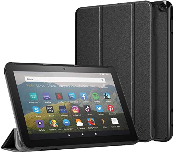 Fintie Slim Case for All-New Kindle Fire HD 8 Tablet and Fire HD 8 Plus Tablet (10th Generation, 2020 Release) - Ultra Lightweight Slim Shell Stand Cover with Auto Wake/Sleep, Black