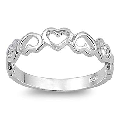 Prime Jewelry Collection Sterling Silver Women's Cutout Heart Ring (Sizes 3-12)