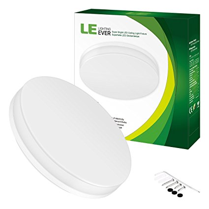 LE 15W LED Ceiling Lights, Waterproof IP44, 22cm, Daylight White 5000K, 1250lm, 100W Incandescent Bulb Replacement, Non-dimmable, Lighting for Bathroom, Kitchen, Hallway, Flush Ceiling Lights