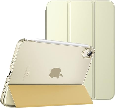 MoKo Case Fit New iPad Mini 6 2021 (6th Generation, 8.3-inch) - Slim Lightweight Hard Clear Back Shell Stand Cover with Translucent Frosted Back Protector, with Auto Wake/Sleep, Champagne Gold