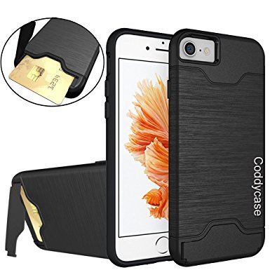 iPhone 7 Case,iPhone 7 Cases,iPhone 7 Cover,Coddycase Protective Card Slot Holder Hybrid Cover with Kickstand for iPhone 7 (2016)-Black