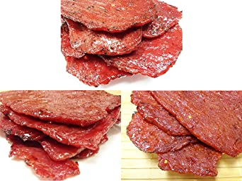 Variety Pack #8 Pork Jerky (12 Ounce weight) - Black Pepper Flavor Beef (4 oz), Spicy Beef (4 oz), Original Beef (4 oz)