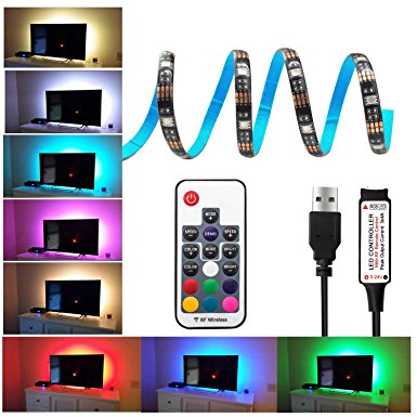 20 Colors LED Strips Bias TV Backlight,RGB Lights with Upgraded Remote Control for HDTV, Flat Screen TV Accessories and Desktop PC