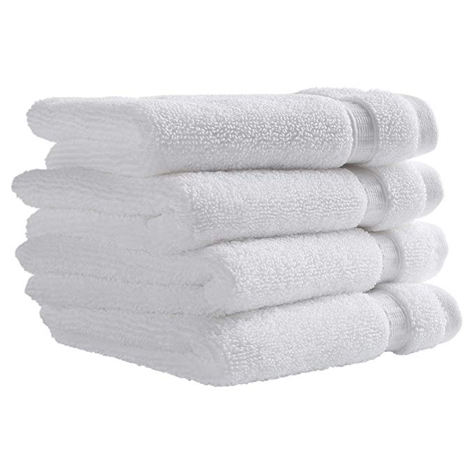 Rivet HygroCotton Cotton Washcloth Set, Set of 4, Bright White