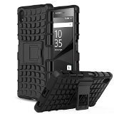 Sony Xperia Z5 Case - MoKo Heavy Duty Rugged Dual Layer Armor with Kickstand Protective Cover for Sony Xperia Z5 52 Inch Smartphone 2015 Edition BLACK