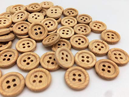 PEPPERLONELY 50PC Natural 4-Hole Wooden Sew On Buttons 13mm