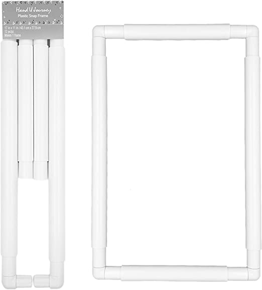 Hand U Journey Universal Clip Frame Square Rectangle Plastic Clip Frame for Embroidery, Quilting, Cross-Stitch, Punch Needle, Silk-Painting-11''x17''(27.9x43.1 cm)