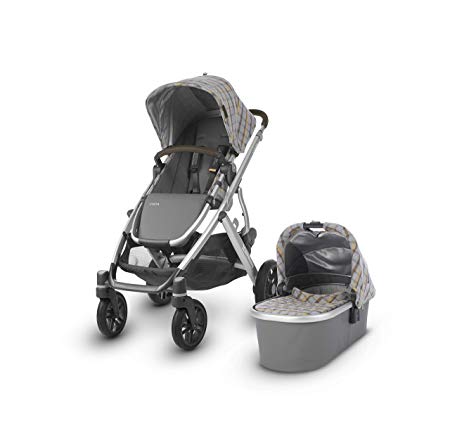 UPPAbaby Vista Stroller, Spenser (Grey & Yellow Tartan/Silver/Moss Leather), Standard