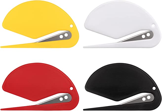 4 Pack Letter Opener Envelope Slitter Set Sharp and Efficient Open Envelopes with Ease (Black/Red/Yellow/White)