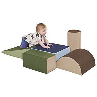 ECR4Kids SoftZone Climb and Crawl Foam Play Set for Toddlers and Preschoolers, Earthtone (5-Piece)