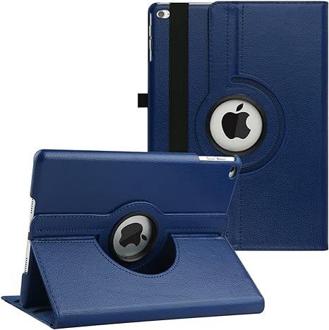 LXS iPad 10.2" 9th Generation Case 2021/ 8th Generation 2020 / 7th Gen 2019-360 Degree Rotating Multi-Angle Viewing Folio Stand Cases with Auto Wake/Sleep (Navy Blue)