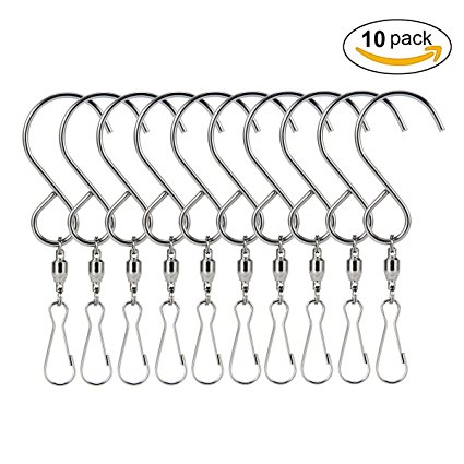 Swivel Hooks - Aieve 10 Pack Swivel Hooks Clips Crystal Twisters for Hanging Wind Spinners Wind Chimes Hanging Pots Birdcage Party Ornaments Hooks