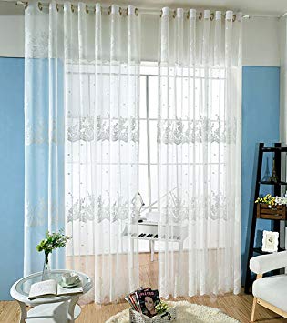 VOGOL Home Decorations Top Grommets Delicate White Sheer Drapes and Window Curtains Grommet Voile Curtains for Living Room 42W x 84L Inch