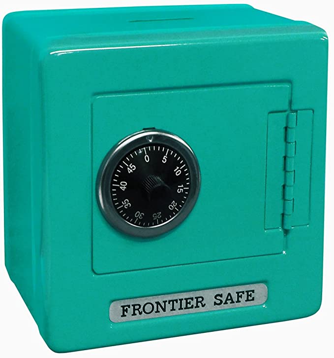 Mini Lockers by Magnetic Impressions Kid’s Frontier Safe Coin Saver Bank with 2 Digit Combination Lock - 5.25” High x 5.2” x 3.9” Teal