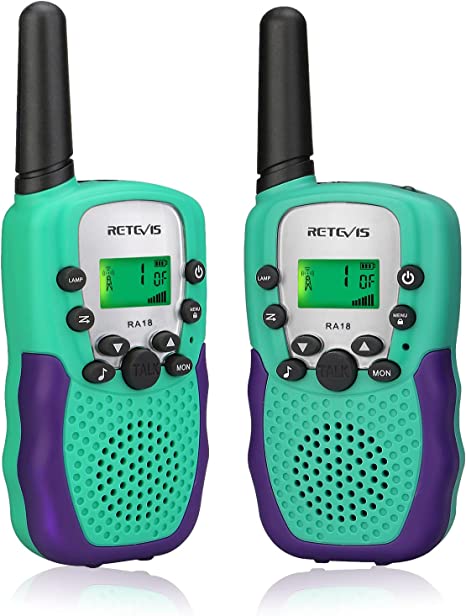 Retevis RA18 Walkie Talkies for Kids, Toy Walkie Talkie with LCD 22 CH Flashlight Hands Free Holiday Toy for 6-12 Year Old Boys Girls, Christmas Birthday Gifts Skiing Camping(2 Pack, Green)