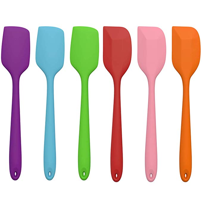 Ouddy Silicone Spatula 6-piece Set, 8.2" Heat-Resistant Spatulas - Non-Stick Rubber Baking Spatula for Cooking, Mixing - Seamless One-Piece Design - Dishwasher Safe