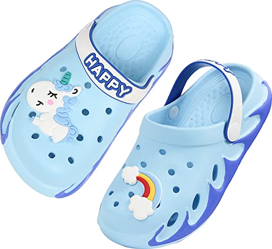 Kids Garden Clogs Outdoor Beach Water Shoes Cute Sandals with Cartoon Charms for Boys Girls Toddler