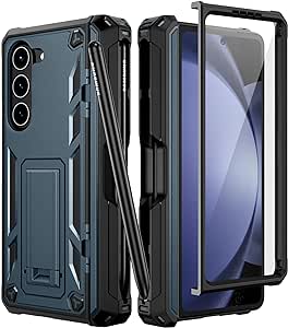 Caka for Galaxy Z Fold 5 Case, Samsung Z Fold 5 Case with S Pen Holder & Screen Protector & Kickstand & Military Grade Hinge Protection, Protective Armor Case for Samsung Galaxy Z Fold 5 2023-Blue