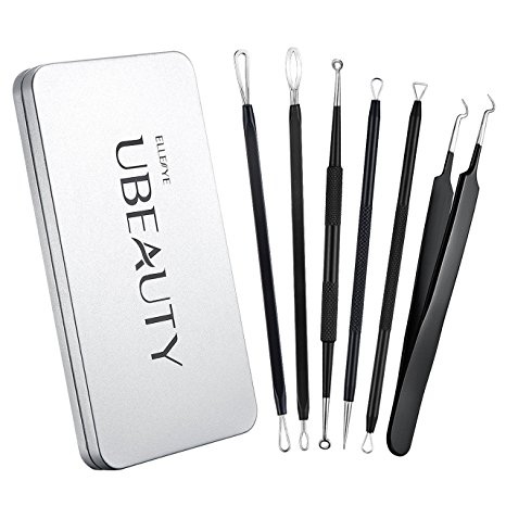 ElleSye Blackhead Remover Tweezer Kit, 6-Piece Tool Set, Pimple Comedone Extractor, Blackhead Whitehead Blemish Acne Zit Removal Tool for Risk Free Nose Face, Antibacterial Coating Handle
