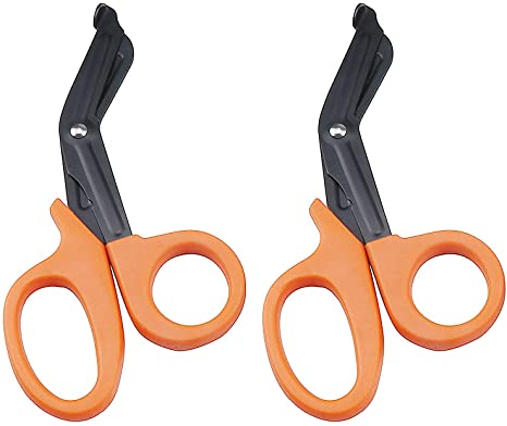 QWORK 2 Pack 7-1/4" Rescue Trauma Shear Medical Scissors with Non-Stick Coating for Medical, First Aid