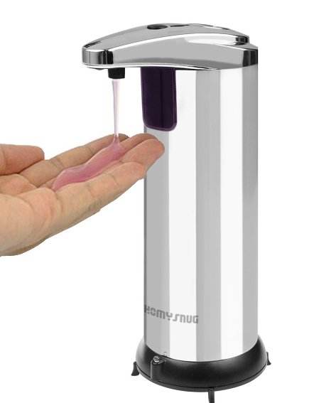 HomySnug(TM) Automatic Sensor Soap Dispenser, Infrared Detection, Easy Refill, Fingerprint Resistant, 3 Modes, Perfect for Bathroom, Kitchen or Public Place
