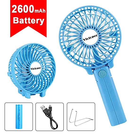 Rarazu Mini Handheld Fan Portable Electric Outdoor Fan With 3 Speed Operation, Rechargeable Desk Fan, Small Foldable USB Cooling Fan For Home Office Travel Blue