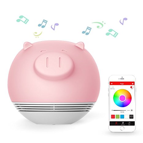 PLAYBULB Color Changing LED Mood Lamp Night Light With Hifi Bluetooth Speaker, Smart Relaxing Light Show for Kids Children and Adults, Decorative Mood Light, Iphone And Android (Piggy)