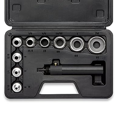 NEIKO 02614A Interchangeable Large Hollow Hole Punch Tool Set, 10 Piece, Gasket Maker, Heavy Duty Gasket Punch Set, Includes Hole Puncher Tool Carrying Case, Leather Punch Set