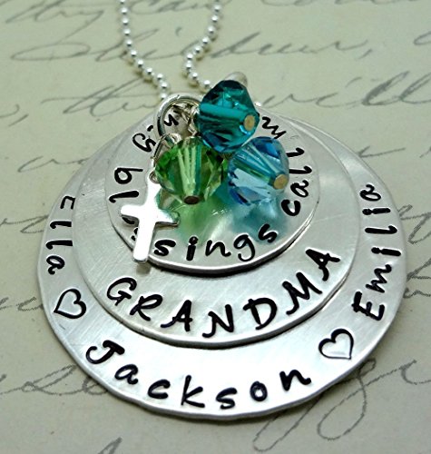 My Blessings Call Me Grandma Nana Mom Sterling Stamped Personalized Necklace