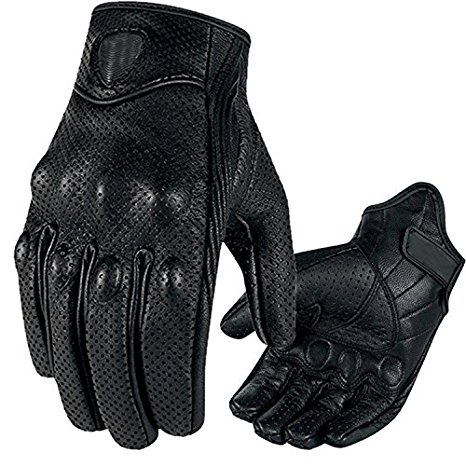 Winter Riding Goatskin Gloves Premium Protective Motorcycle Leather Full Finger Gloves Warm Lined TouchScreen Gloves