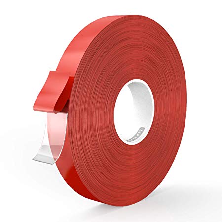 LLPT Double Sided Tape Acrylic Waterproof Removable Residue Free Strong Mounting Tape 0.4 Inch x 108 Feet Clear(AC0400)