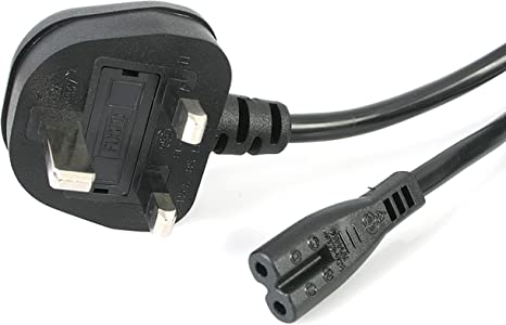 StarTech.com 1m Laptop Power Cord 2 Slot for UK - BS-1363 to IEC320 C7 Power Cable Lead - C7 Laptop Cord - Replacement Laptop Power Cord, Black