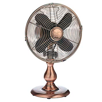 Dynamic Collections Personal Electric Desk Fan Air Circulator For Cooling Your Home, Office, Kitchen, Table, Bedroom - Oscillating Cool Classic Vintage Retro Design (Copper)
