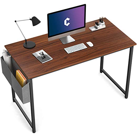 Cubiker Computer Desk 55" Home Office Writing Study Desk, Modern Simple Style Laptop Table with Storage Bag, Espresso