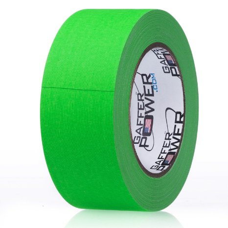REAL Professional Grade Gaffer Tape by Gaffer Power - Made in the USA - GREEN FLUORESCENT 2 In X 30 Yds - Heavy Duty Gaffers Tape - Non-Reflective - Waterproof - Multipurpose - Better than Duct Tape
